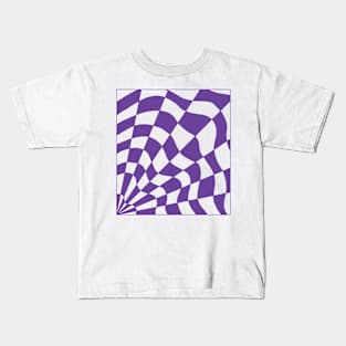 Geometric purple checkered spider web design Kids T-Shirt